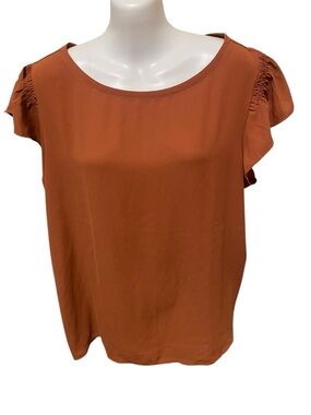 LOFT Burnt Orange Flutter Sleeve Blouse